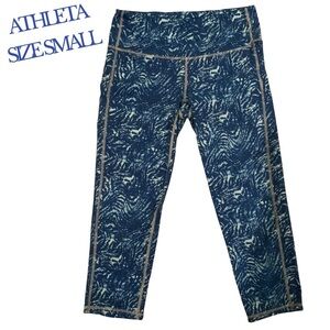 Athleta Navy and Cream Abstract Leggings
